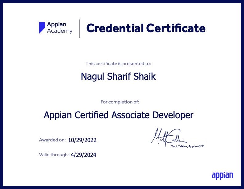 Appian Certified Associate Developer
