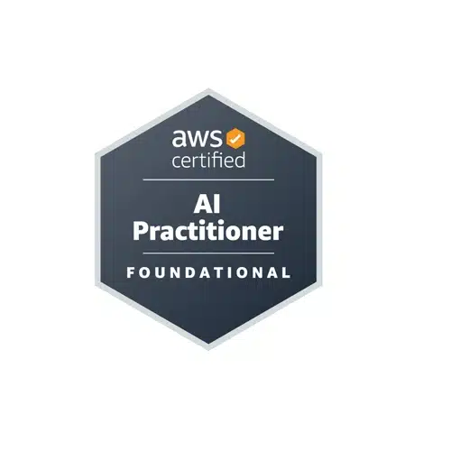 Official AWS Certified AI Practitioner certification badge, published by AWS.