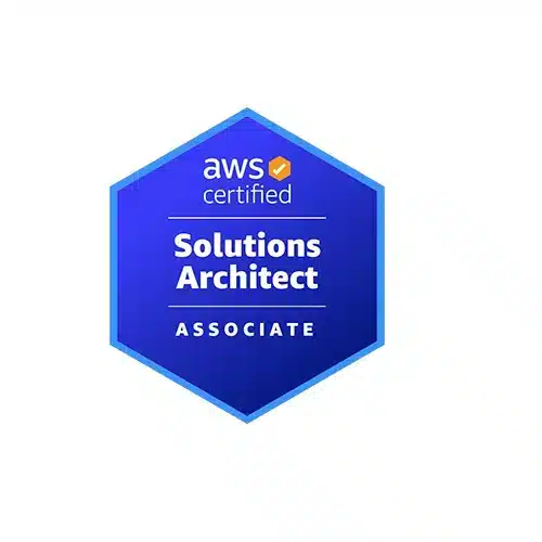 Official AWS Certified Solutions Architect - Associate certification badge, published by AWS.