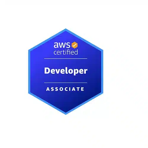 Official AWS Certified Developer Associate badge from Amazon Web Services